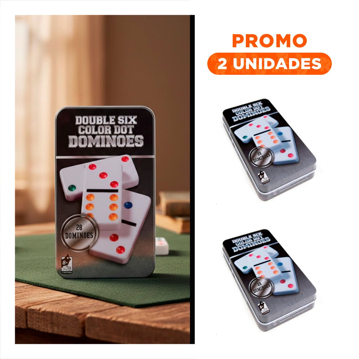 PACK2 COMPARTIR DOMINO CLASICO NEGRO PARA JUEGOS DE MESA EN CASA - 1