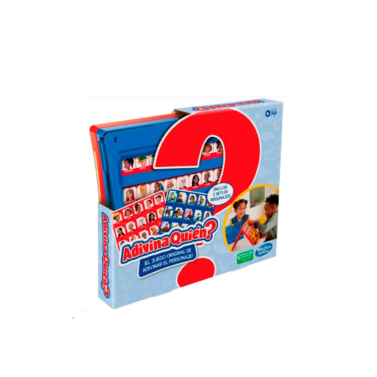 PACK4 PASATIEMPO DE MESA ADIVINA QUIEN PERSONAJES ROJO Y AZUL EN CASA Y+PAPEL REGALO - 3