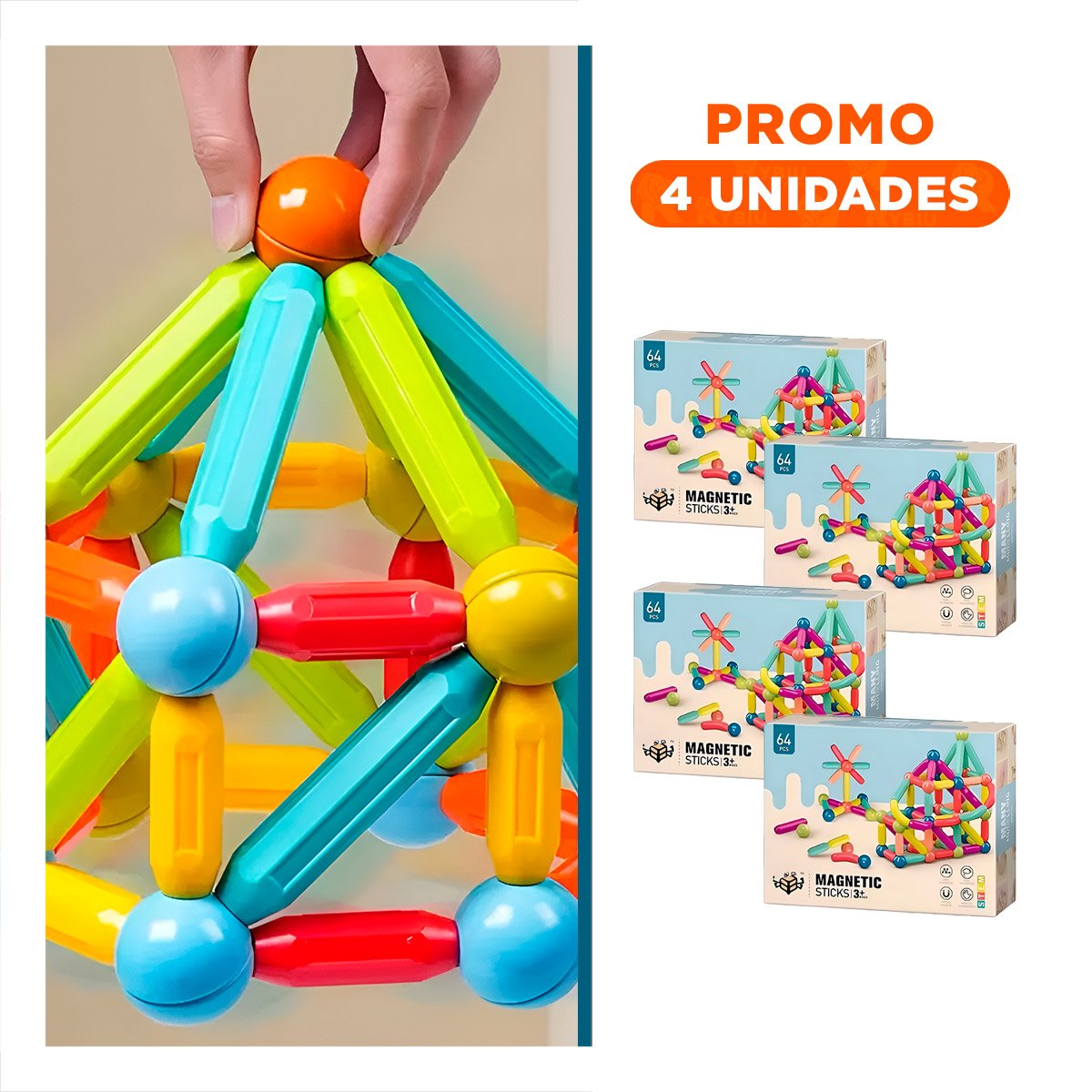 PACK4 SERIE MAGNETICA PIEZAS PARA CREATIVIDAD EDUCATIVA Y USO RECREATIVO Y+REGALO STICKER - 1