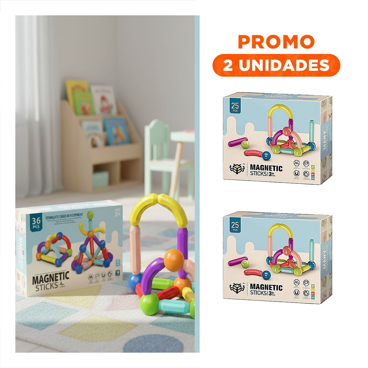 PACK2 VISION MAGNETICA EDUCATIVA PARA CASA CON PIEZAS CREATIVAS - 1