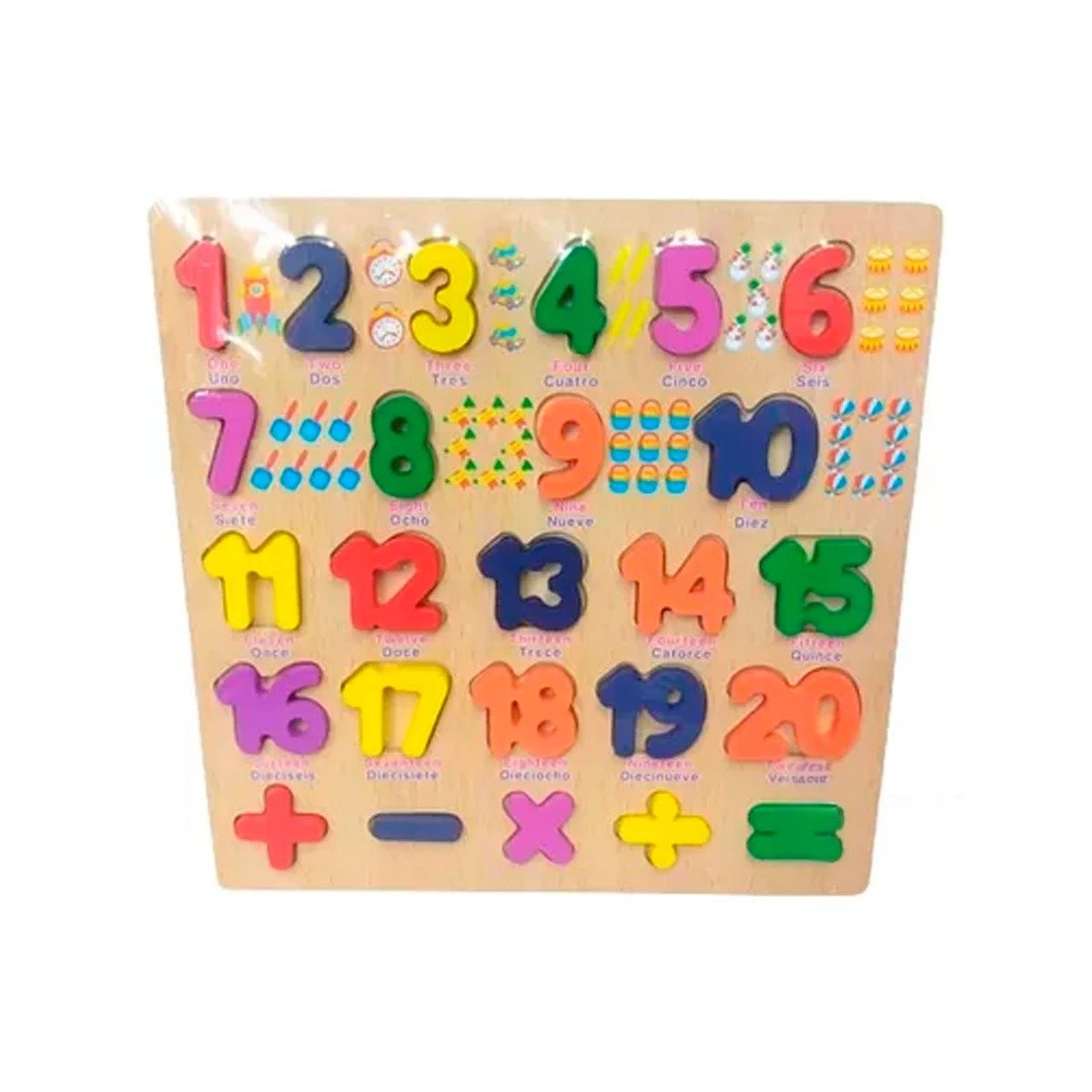 PACK12 COLECCION FORMATIVA DE MADERA CON PIEZAS NUMERICAS ENCAJABLES PARA CASA Y+REGALO STICKER - 2