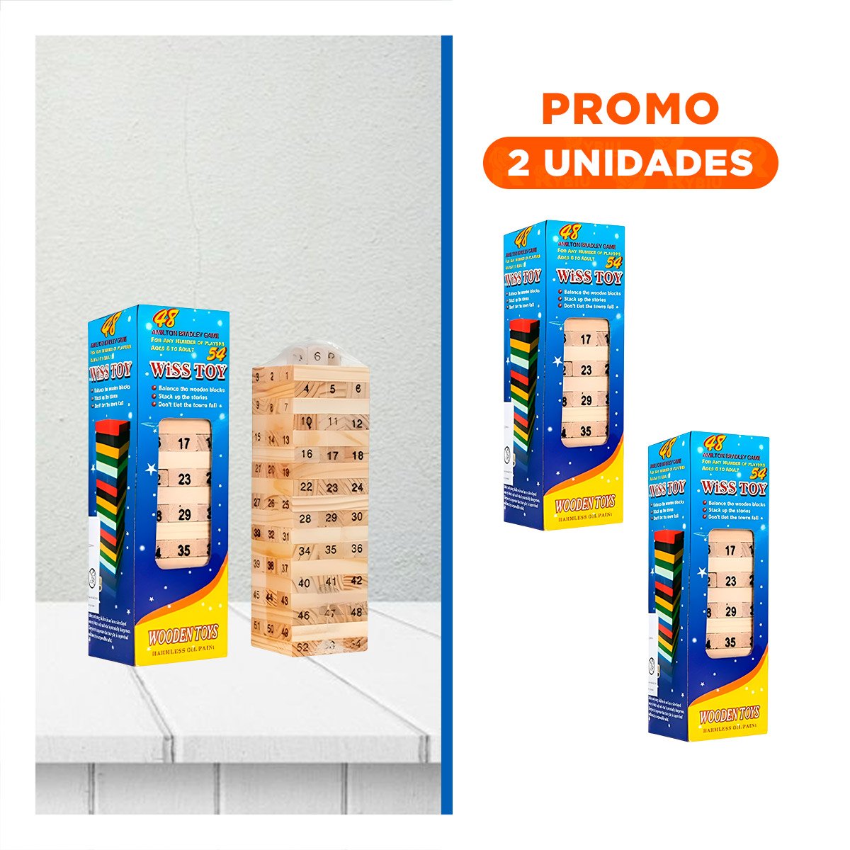 PACK2 JUEGO DE BLOQUES APILABLES DE MADERA PARA DIVERSION - 1