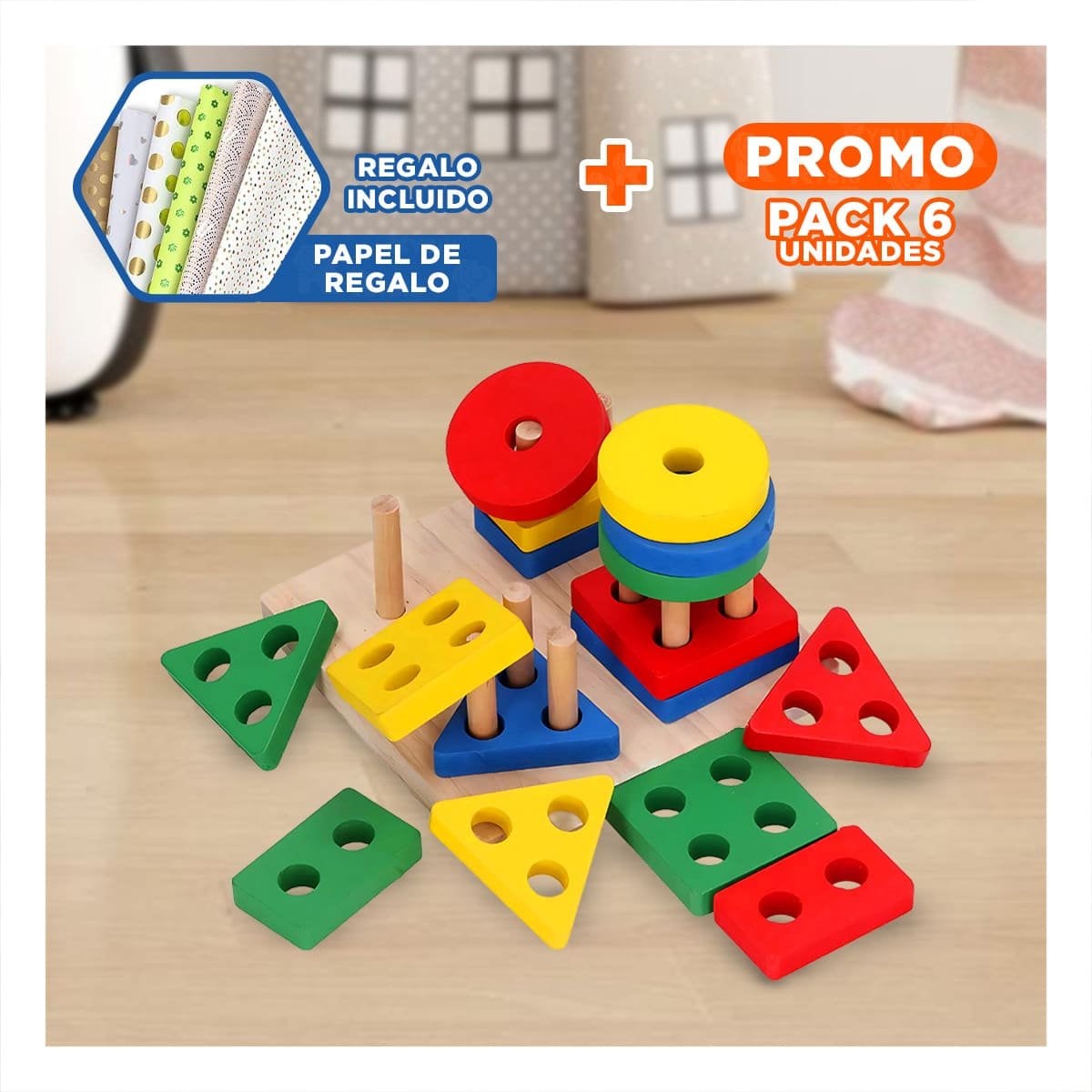 PACK6 JUEGO DIDACTICO PLANTADO PARA NIÑOS DESARROLLO Y EDUCATIVO Y+PAPEL REGALO - 1