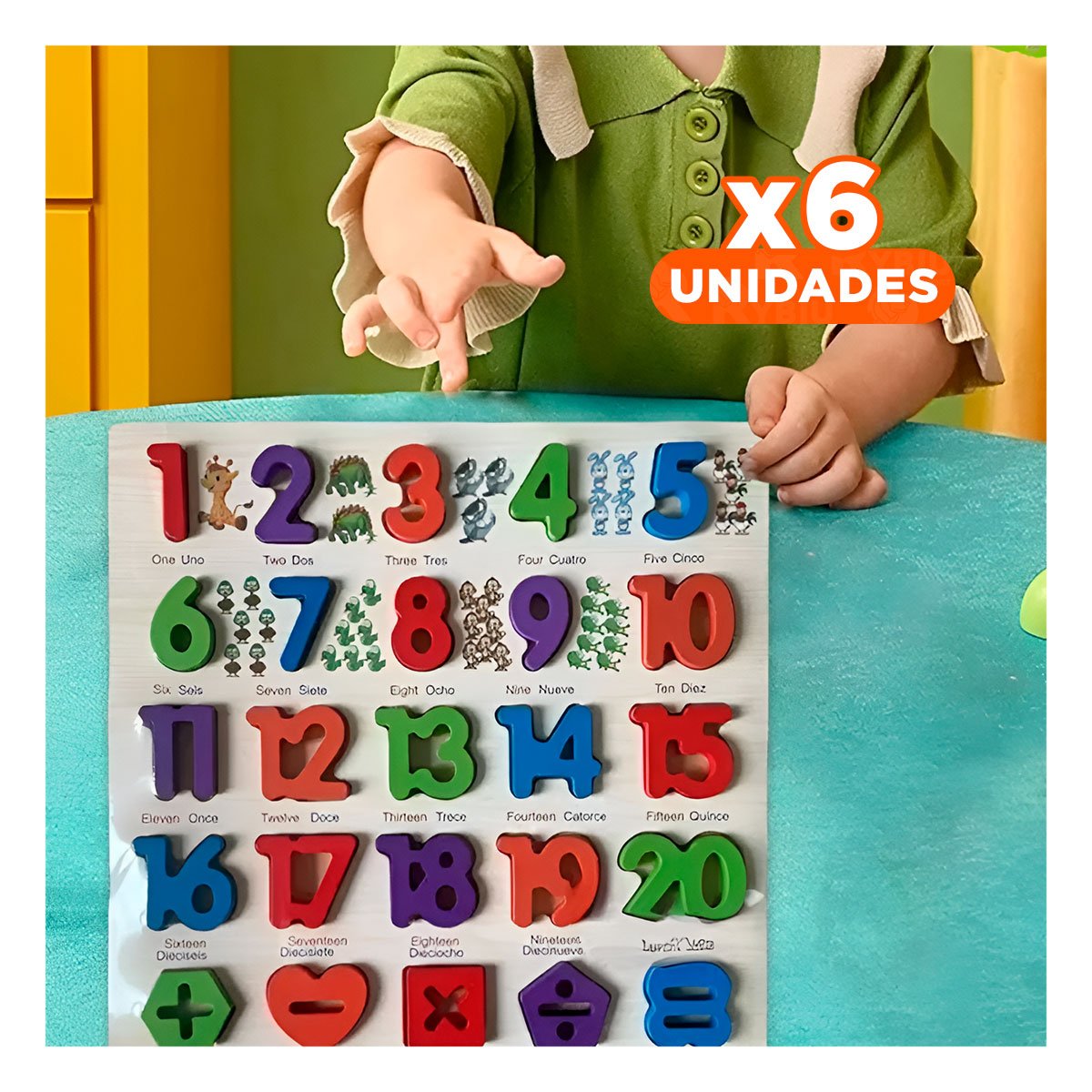 PACK6 INSTRUMENTO DIDACTICO DE MADERA CON PIEZAS ENCASJABLES PARA APRENDER Y+REGALO STICKER - 1