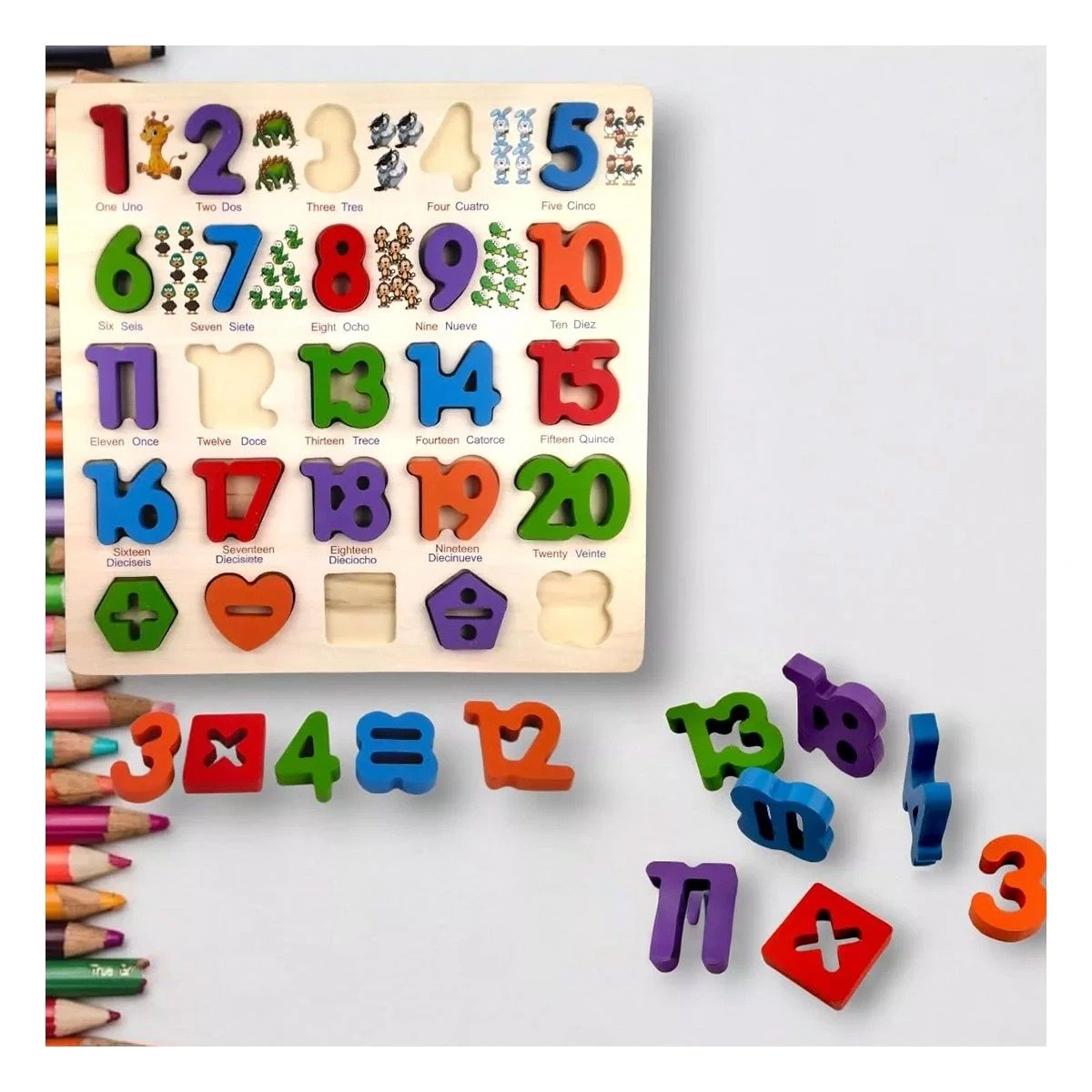PACK6 INSTRUMENTO DIDACTICO DE MADERA CON PIEZAS ENCASJABLES PARA APRENDER Y+REGALO STICKER - 3