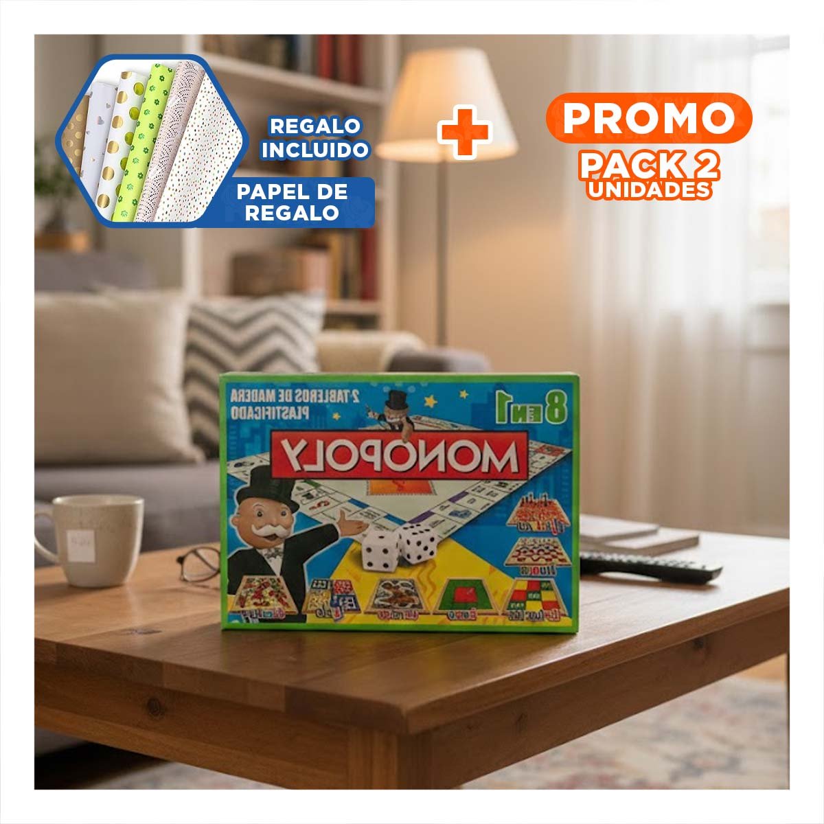 PACK2 OPCION LUDICA MULTICOLOR PARA CASA CON ENTRETENIMIENTO DE MESA Y+PAPEL REGALO - 1