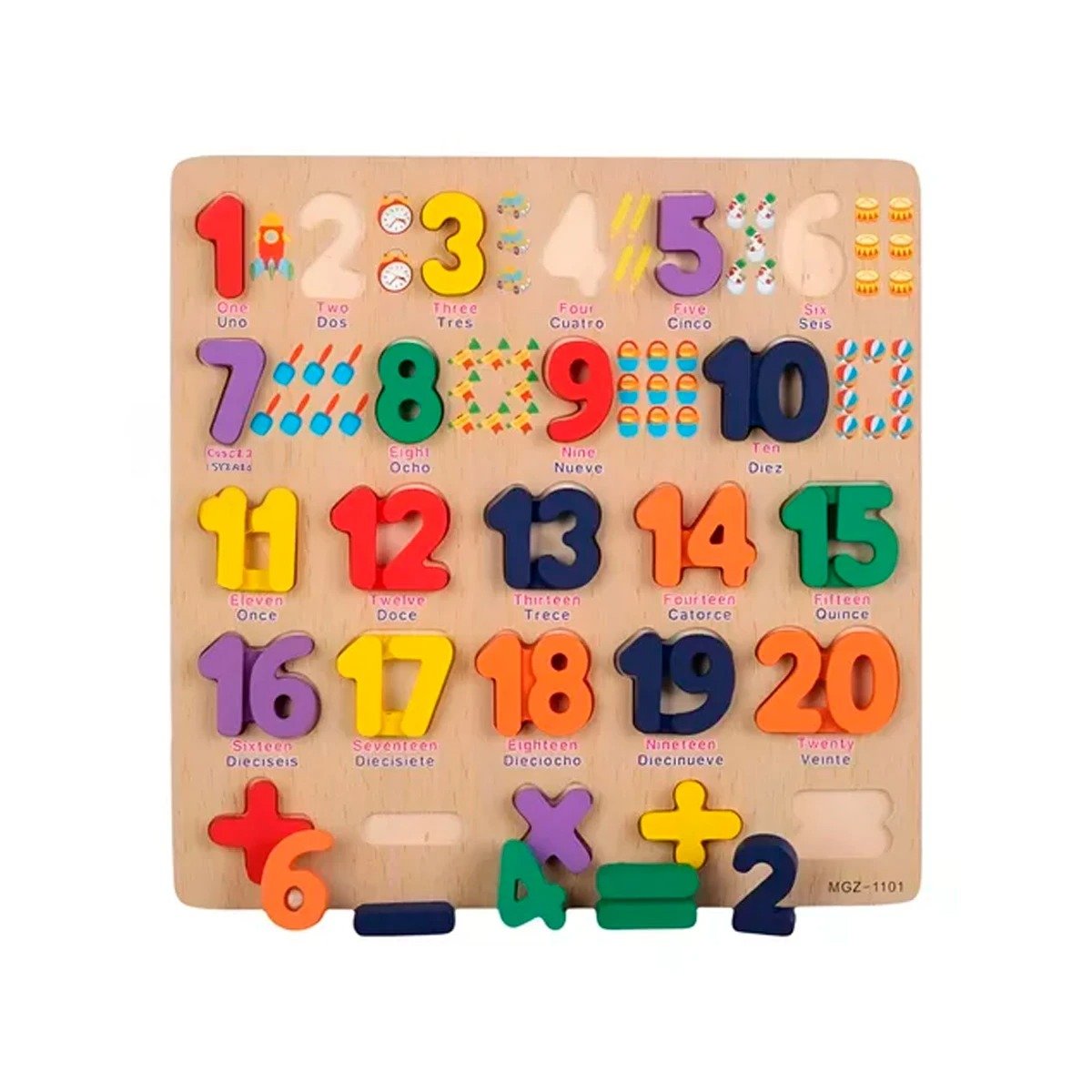 PACK4 LINEA DIDACTICA DE MADERA CON ENCAJABLES NUMERICOS PARA USO EDUCATIVO Y+PAPEL REGALO - 3