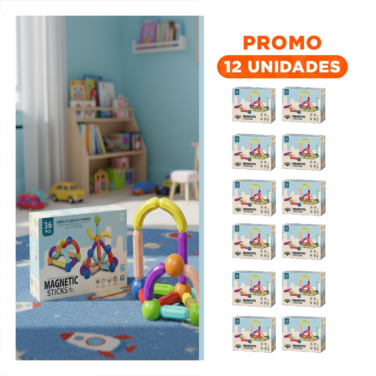 PACK12 CREACION MAGNETICA CREATIVA PARA HOGAR CON PIEZAS DIDACTICAS Y+REGALO STICKER - 1