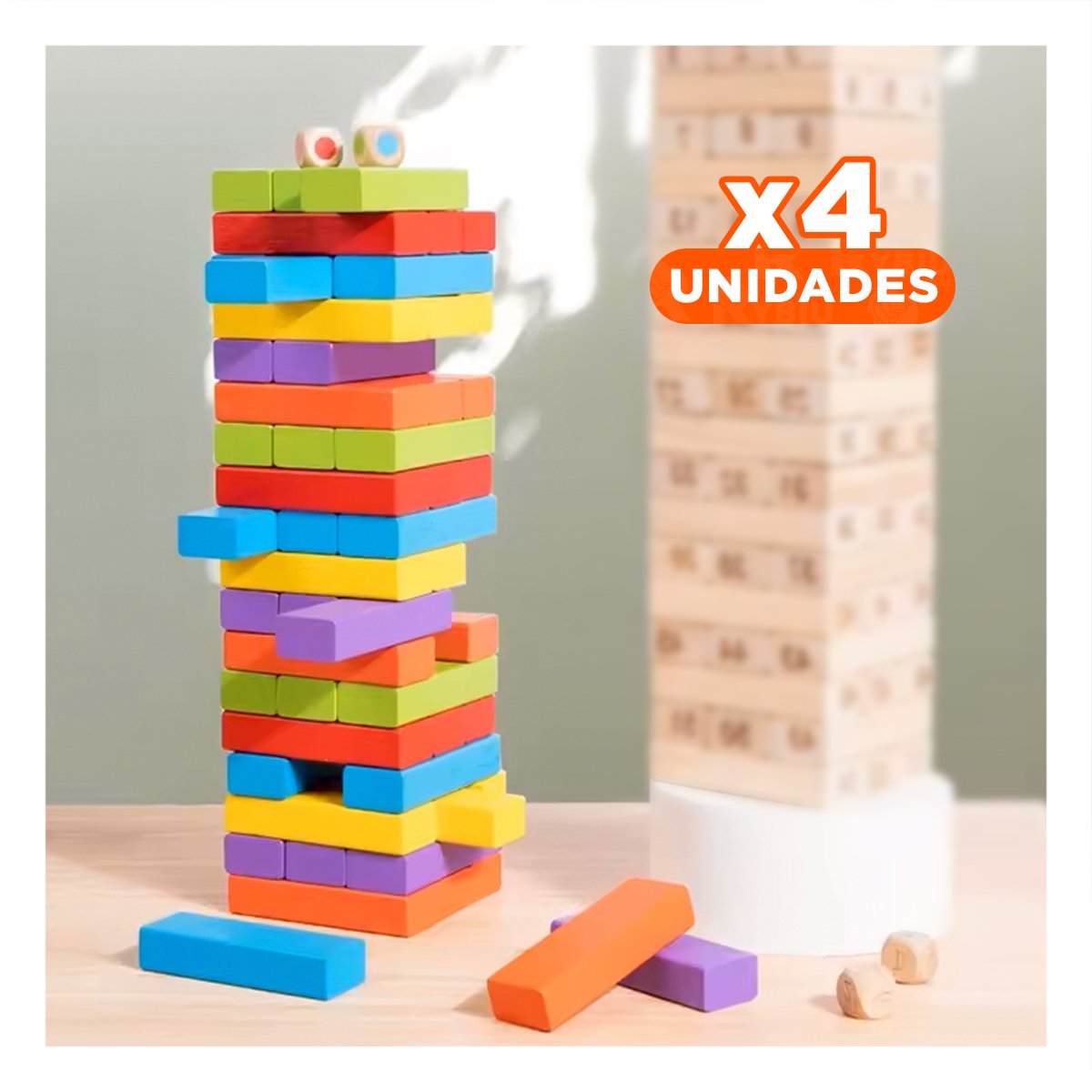 PACK4 DOMESTICO DE MADERA MULTICOLOR PARA JUEGO DE MESA EN HOGAR - 1