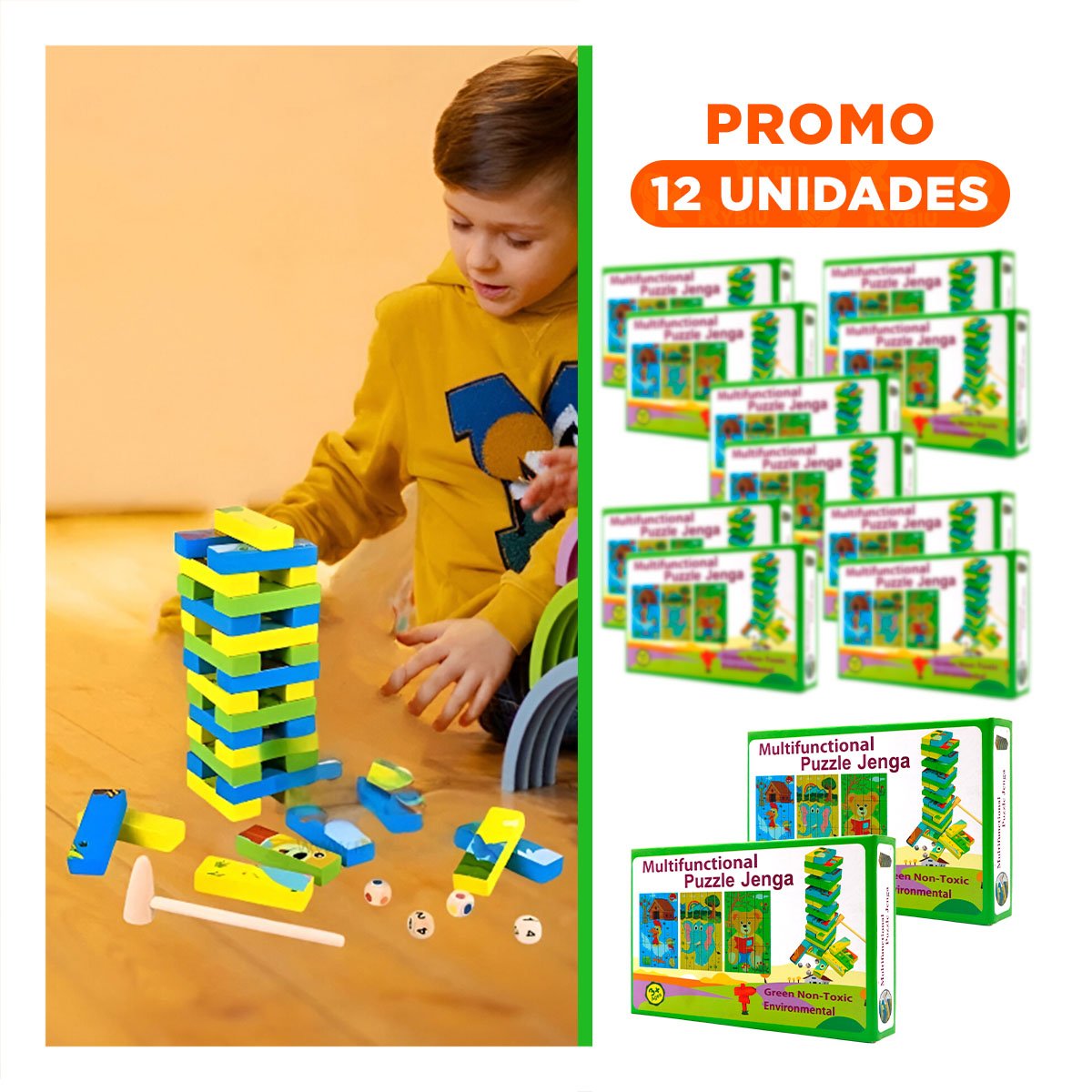 PACK12 ACTIVIDAD RECREATIVA CON PIEZAS DE MADERA Y+REGALO STICKER - 1
