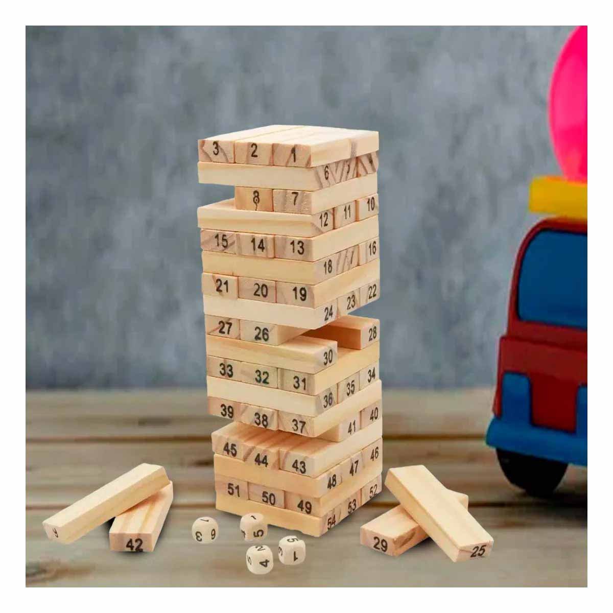 PACK6 VERSION TRADICIONAL DE PIEZAS DE MADERA CON NUMEROS PARA JUEGOS DE MESA Y+PAPEL REGALO - 2