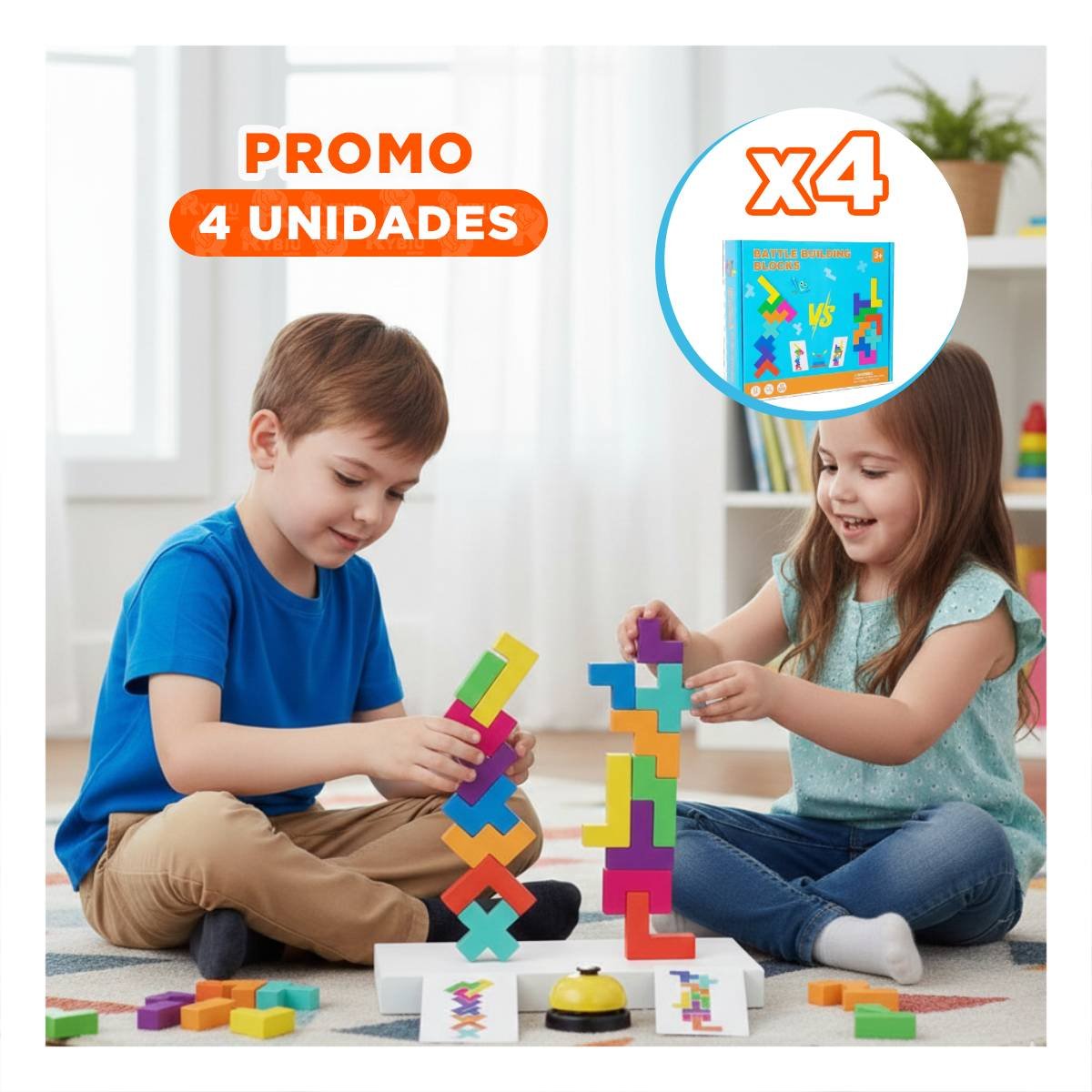 PACK4 ESTILO TETRIS MULTICOLOR PARA JUEGO DE MESA Y DIVERSION - 1