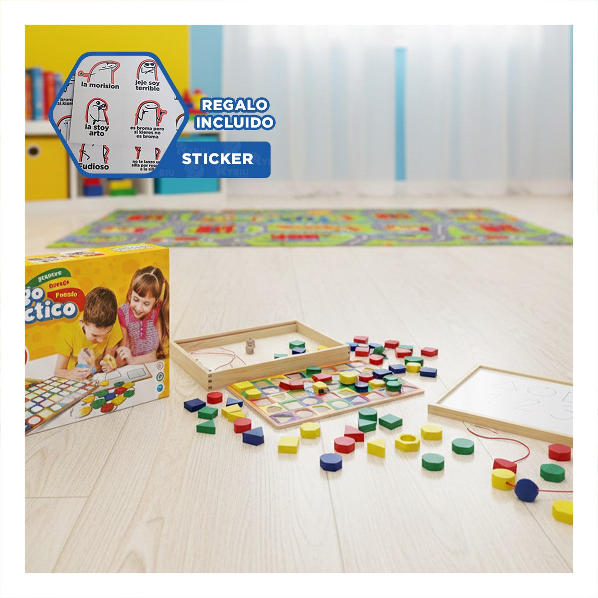 TABLERO EDUCATIVO 3 EN 1 CON PIZARRA ENCAJE Y PASADO PARA JUEGO DIARIO Y+REGALO STICKER - 1
