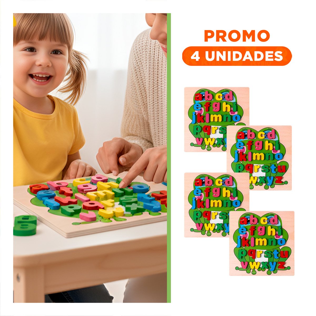 PACK4 EDUCACION DIDACTICA ABECEDARIO LETRAS ENCASABLES RANA LETRAS MINUSCULAS Y+REGALO STICKER - 1