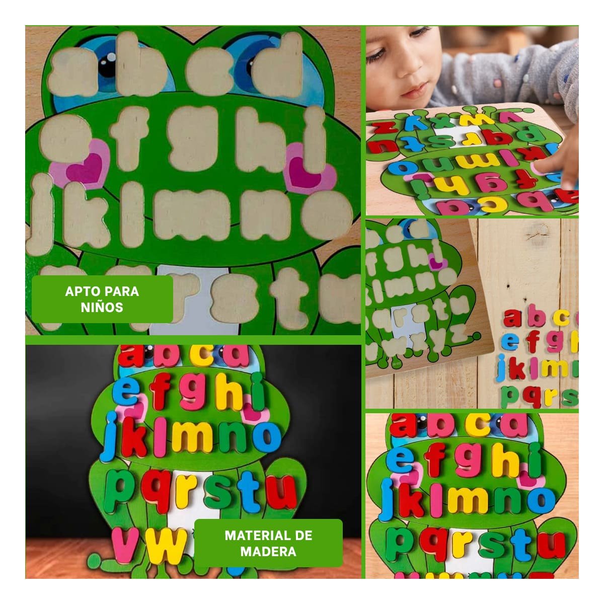 PACK4 EDUCACION DIDACTICA ABECEDARIO LETRAS ENCASABLES RANA LETRAS MINUSCULAS Y+REGALO STICKER - 2