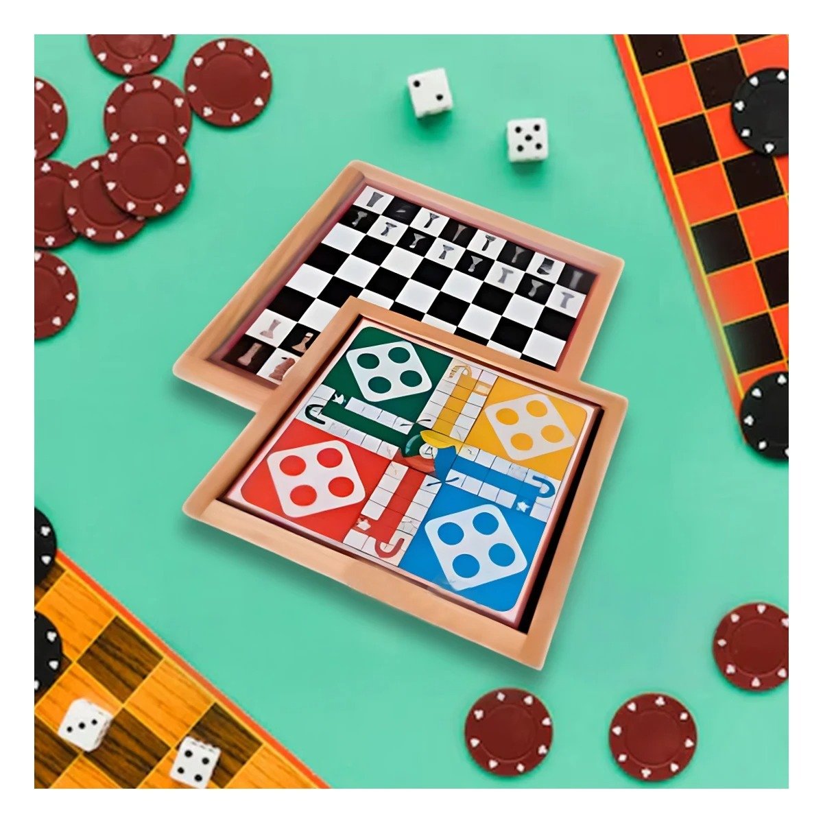 PACK6 COLECCION RECREATIVA 8 EN 1 AJEDREZ PARA DIVERSION COMPARTIDA - 5