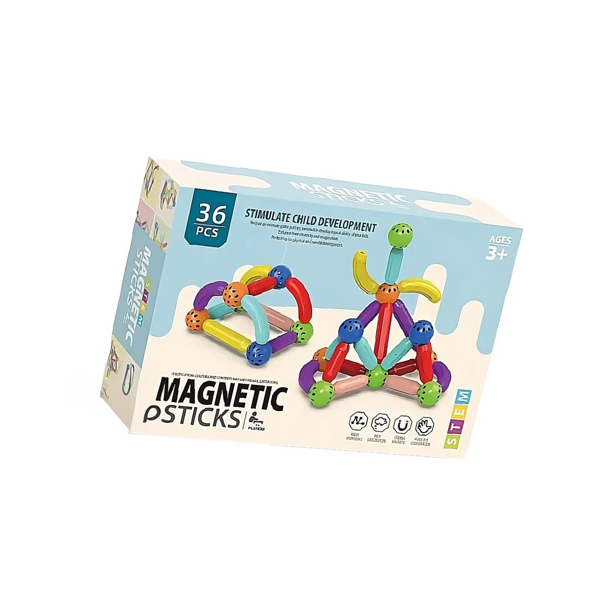 PACK4 KIT MAGNETICO EDUCATIVO CON PIEZAS CREATIVAS PARA ACTIVIDADES DIDACTICAS Y+PAPEL REGALO - 3
