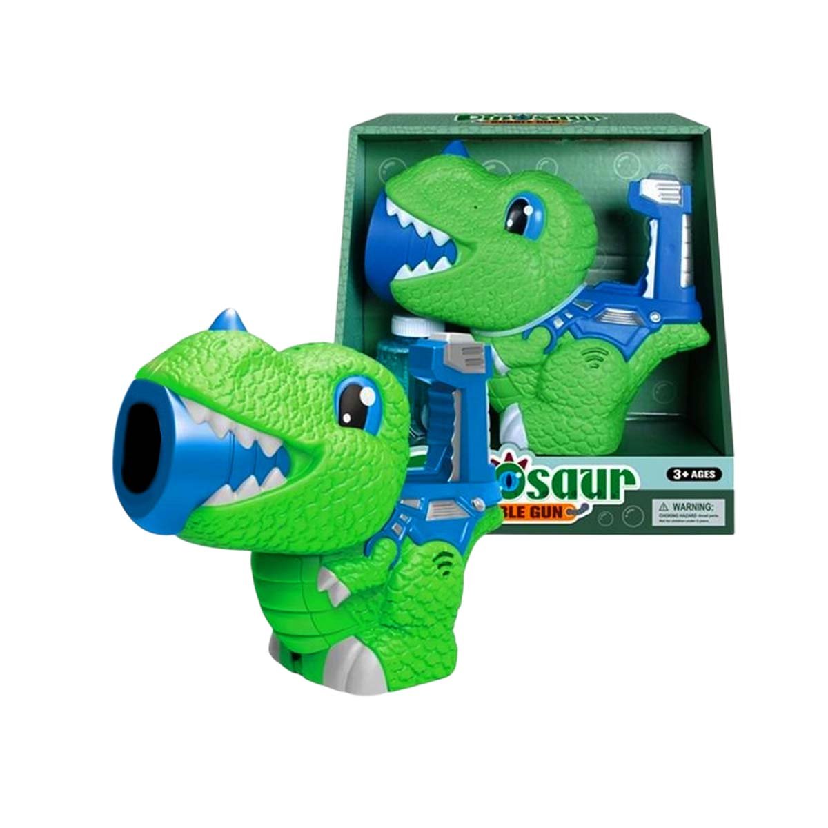 EMISOR DE BURBUJAS CON DISENO DINOSAURIO CHICO VERDE Y AZUL Y+REGALO STICKER - 3