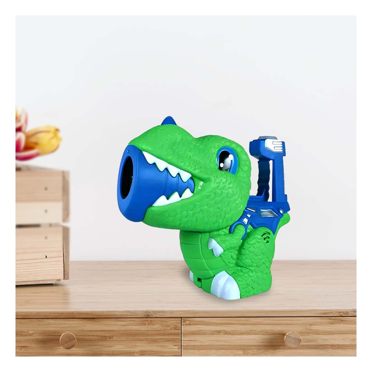 EMISOR DE BURBUJAS CON DISENO DINOSAURIO CHICO VERDE Y AZUL Y+REGALO STICKER - 5