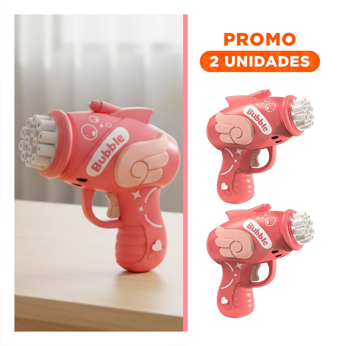 PACK2 MAQUINA DE BURBUJAS ROSADO PARA DIVERSION AL AIRE LIBRE - 1