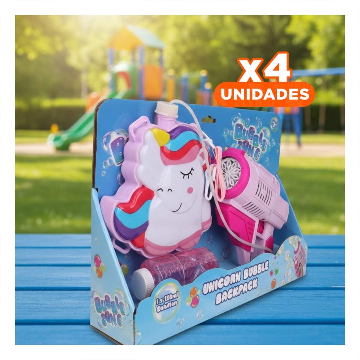 PACK4 GENERADOR DE BURBUJAS CON MOCHILA PORTATIL ROSADO PARA FIESTAS EN CASA - 1