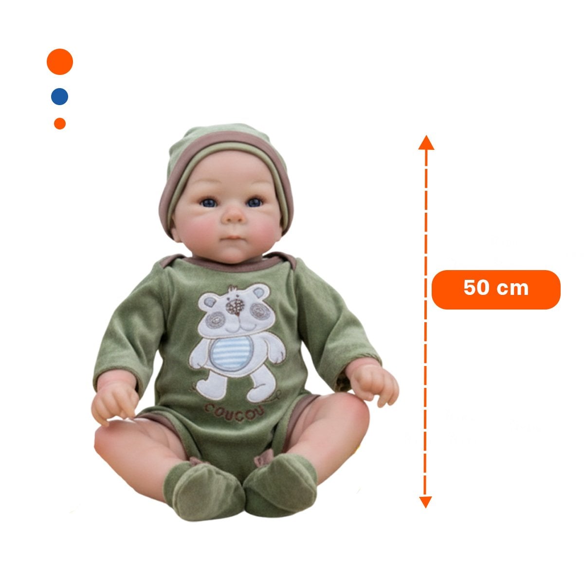 BEBOTE REAL BEBE CON BODY OSITO VERDE Y GORRO COMODO PARA ESTILO HOGAR - 4