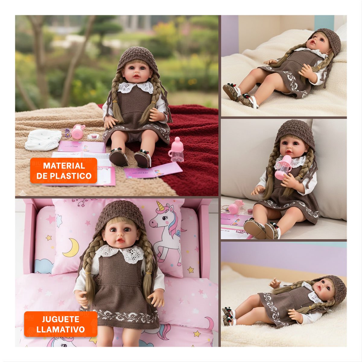 PRENDA TEJIDA MARRON PARA BEBE CON GORRO PARA USO DIARIO Y+POST IT - 5