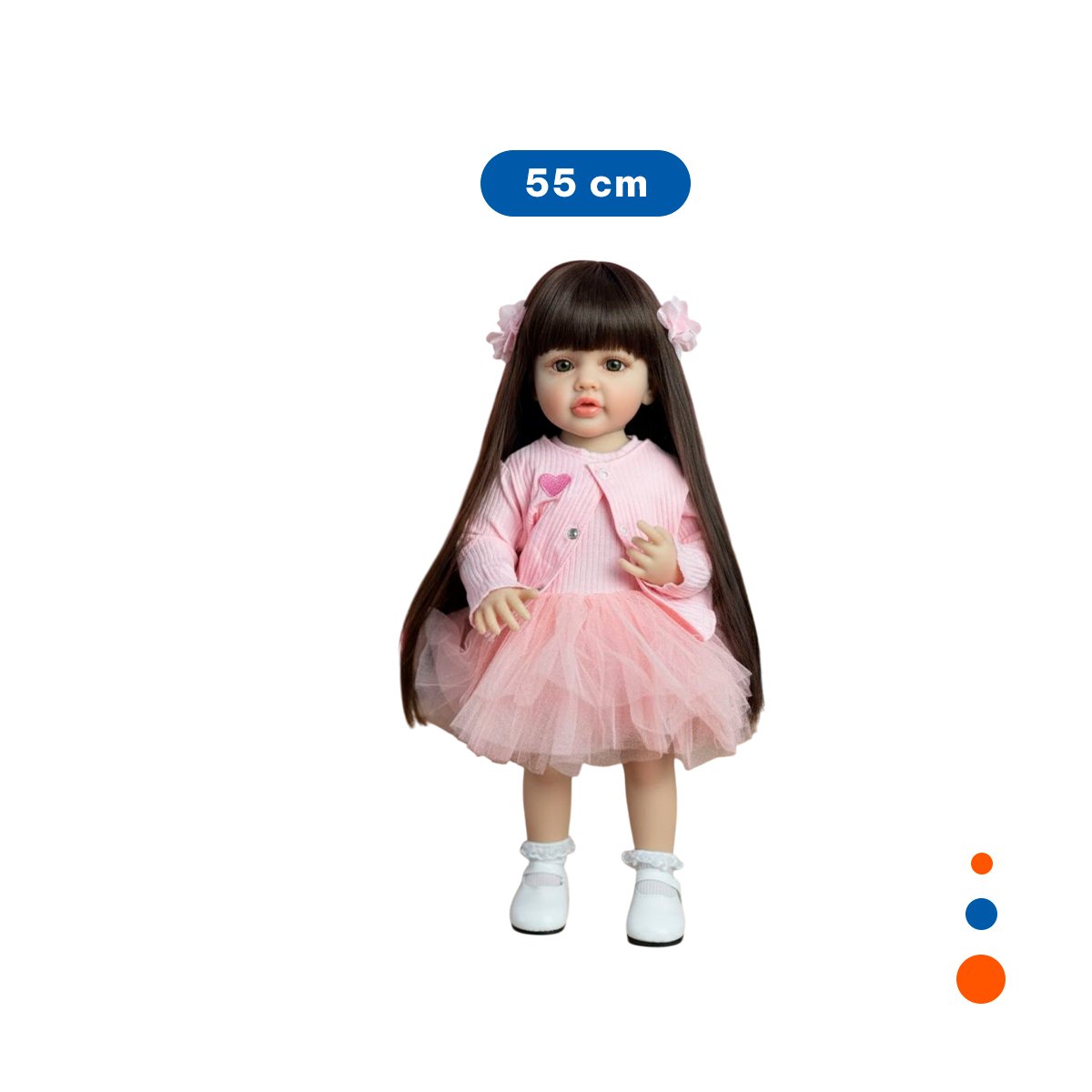 JUGUETE INTELIGENTE VESTIDO CON VESTIDO TULL Y CHOMPA TEJIDA CORAZON ROSADO 55CM Y+LIGAS REGALO - 4
