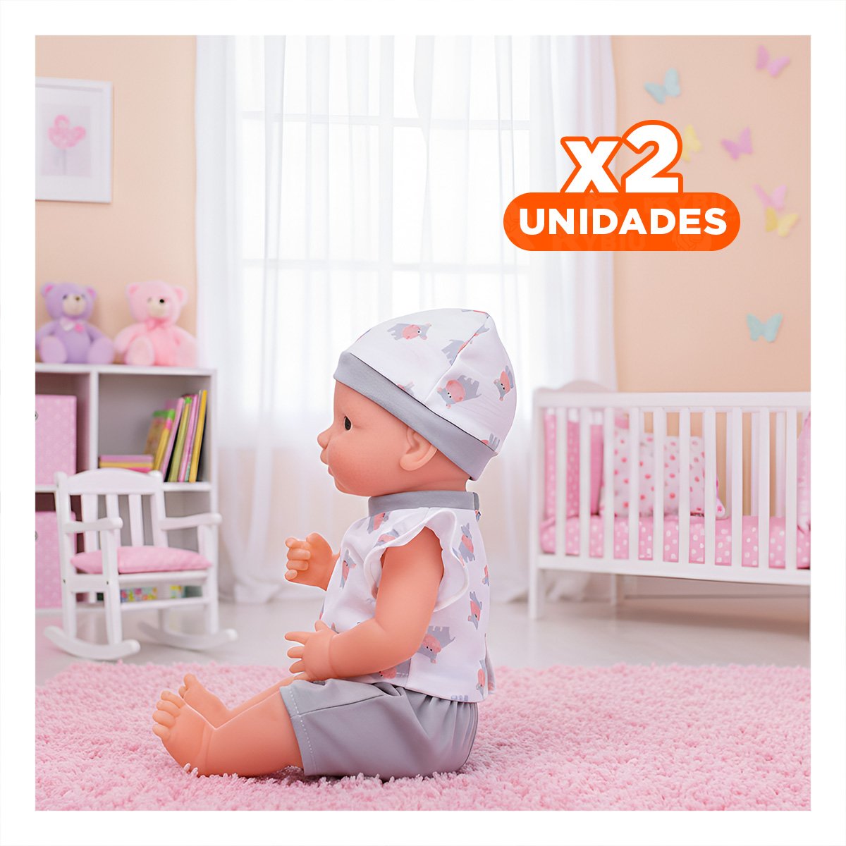 PACK2 FIGURA SUAVE HIPOPOTAMO CON ROPITA Y ACCESORIOS PARA BEBES ESTILO HOGAR Y+REGALO STICKER - 1