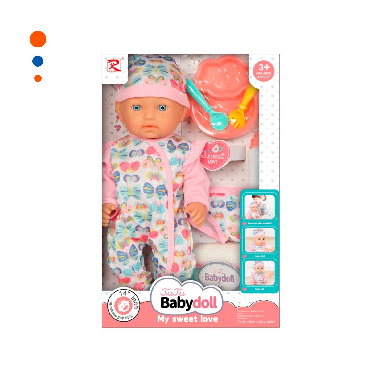 JUGUETE BEBES ENTERIZO CON MARIPOSAS Y ACCESORIOS ROSADO SUAVE CON DETALLES Y+PAPEL REGALO - 1