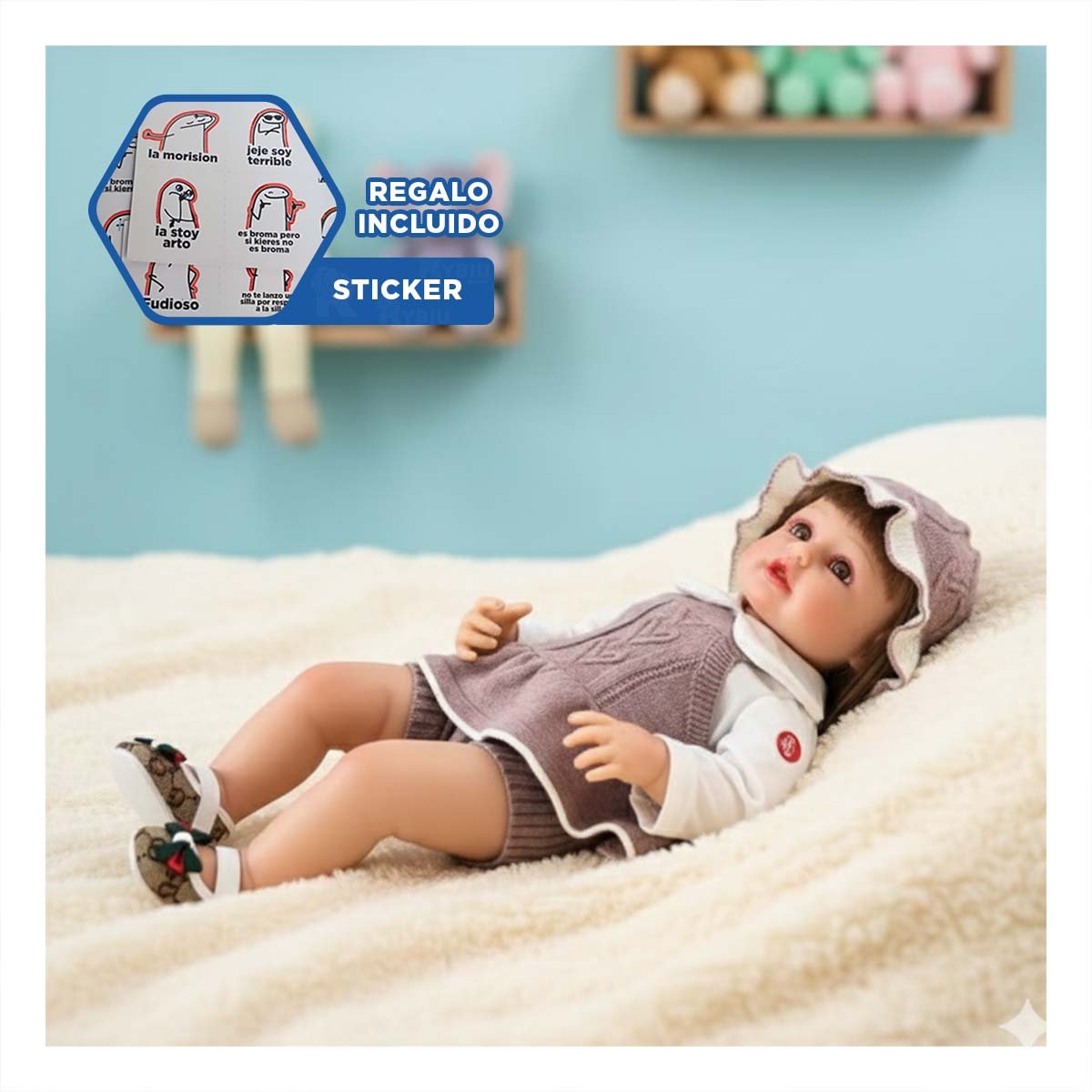 TOP TEJIDO PARA BEBE EN PALO ROSA CON SHORT Y GORRO COMODO Y+REGALO STICKER - 1