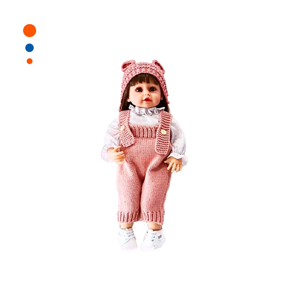 FIGURA YESSY CON VESTIMENTA TEJIDA Y GORRO OREJITAS ROSADO DE 55CM FLEXIBLE Y+PAPEL REGALO - 1