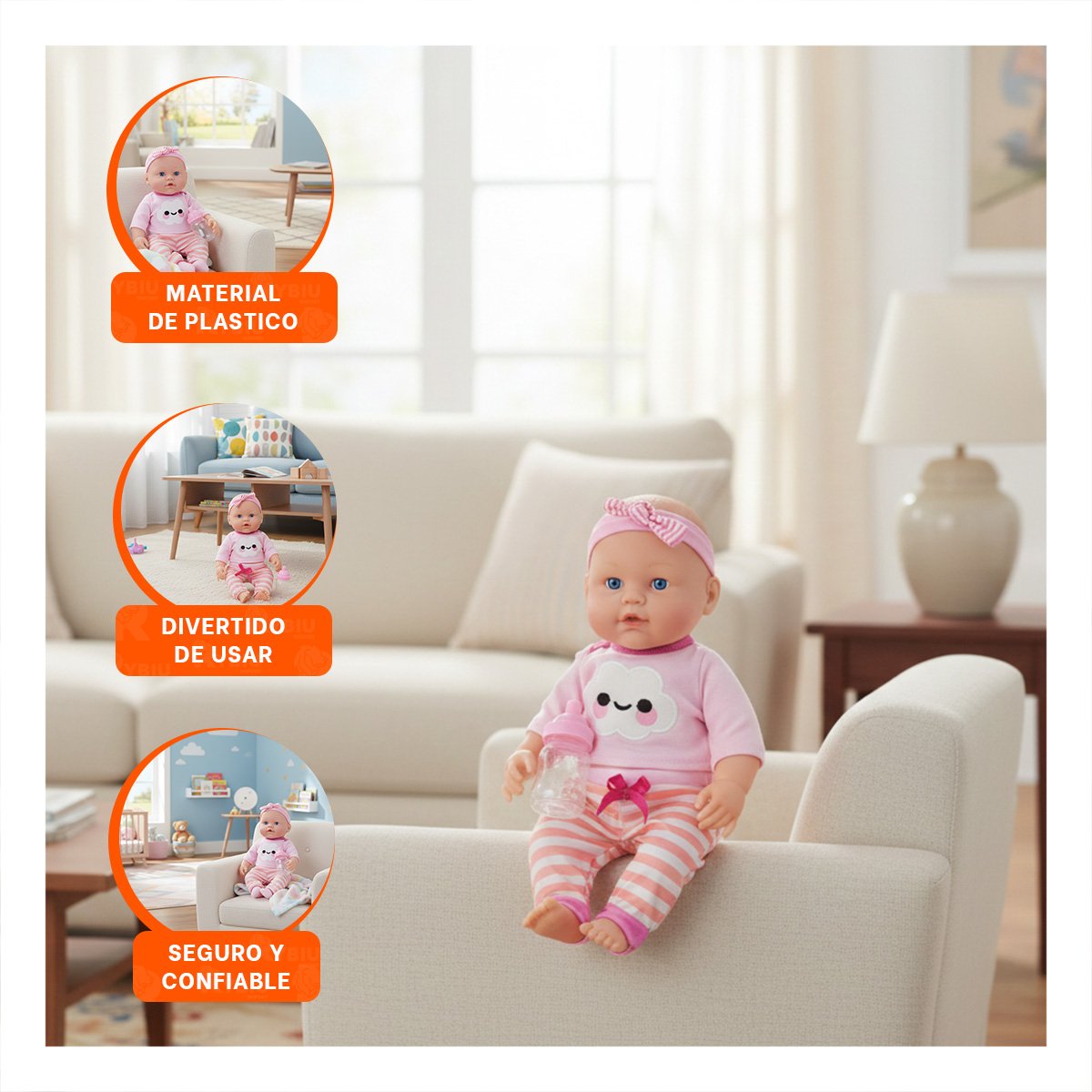 JUGUETE TACTIL ROSADO CON CHOMPA NUBE Y PANTALON RAYAS PARA BEBE HOGAR Y+PAPEL REGALO - 5