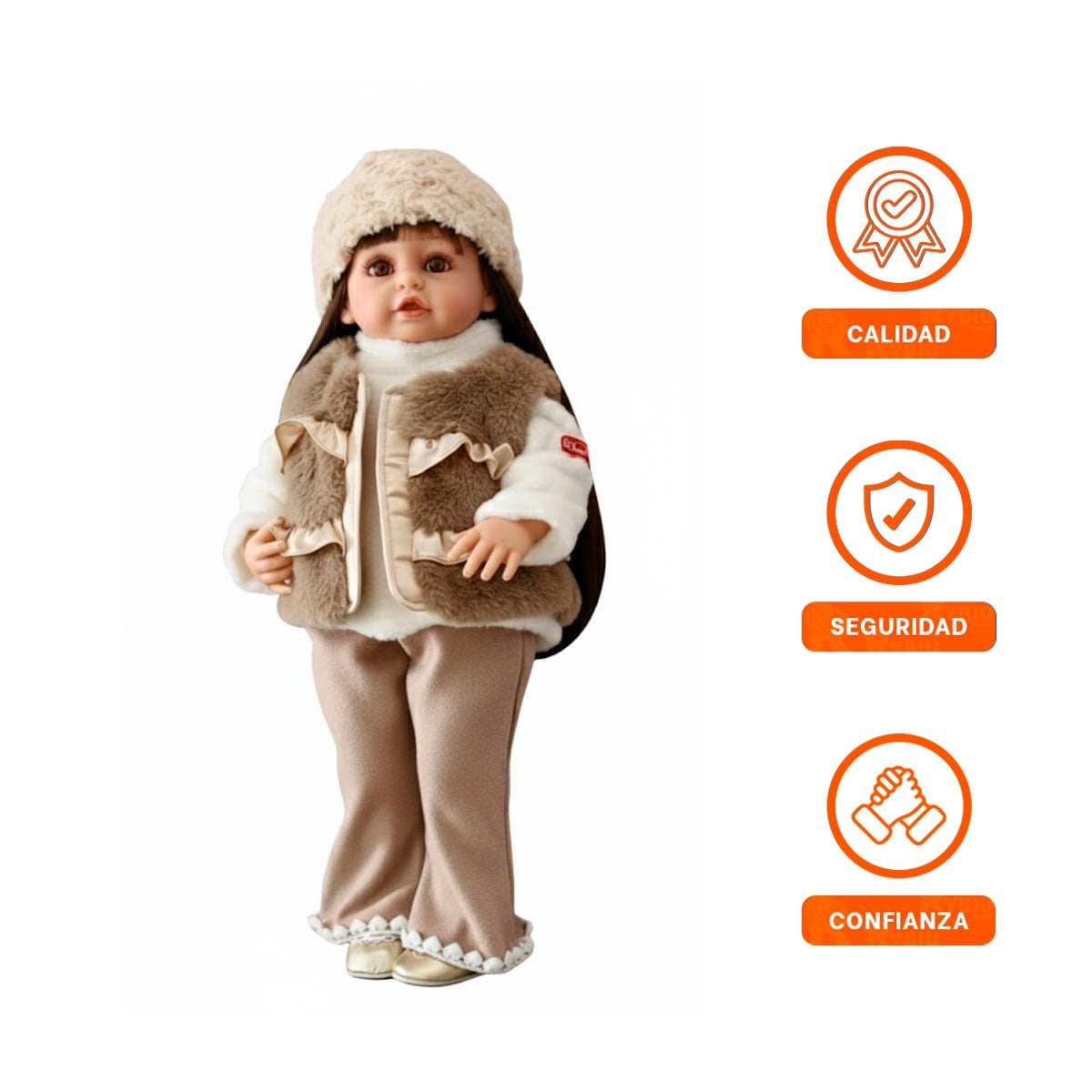 JUGUETE YESSY TIPO MUÑECA CON ROPA DE INVIERNO MARRON 55CM - 3