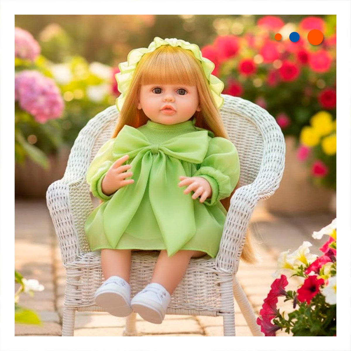 PACK2 JUGUETE INTELIGENTE CON VESTIDO LAZO Y GORRO DE TULL VERDE 55CM Y+REGALO STICKER - 3