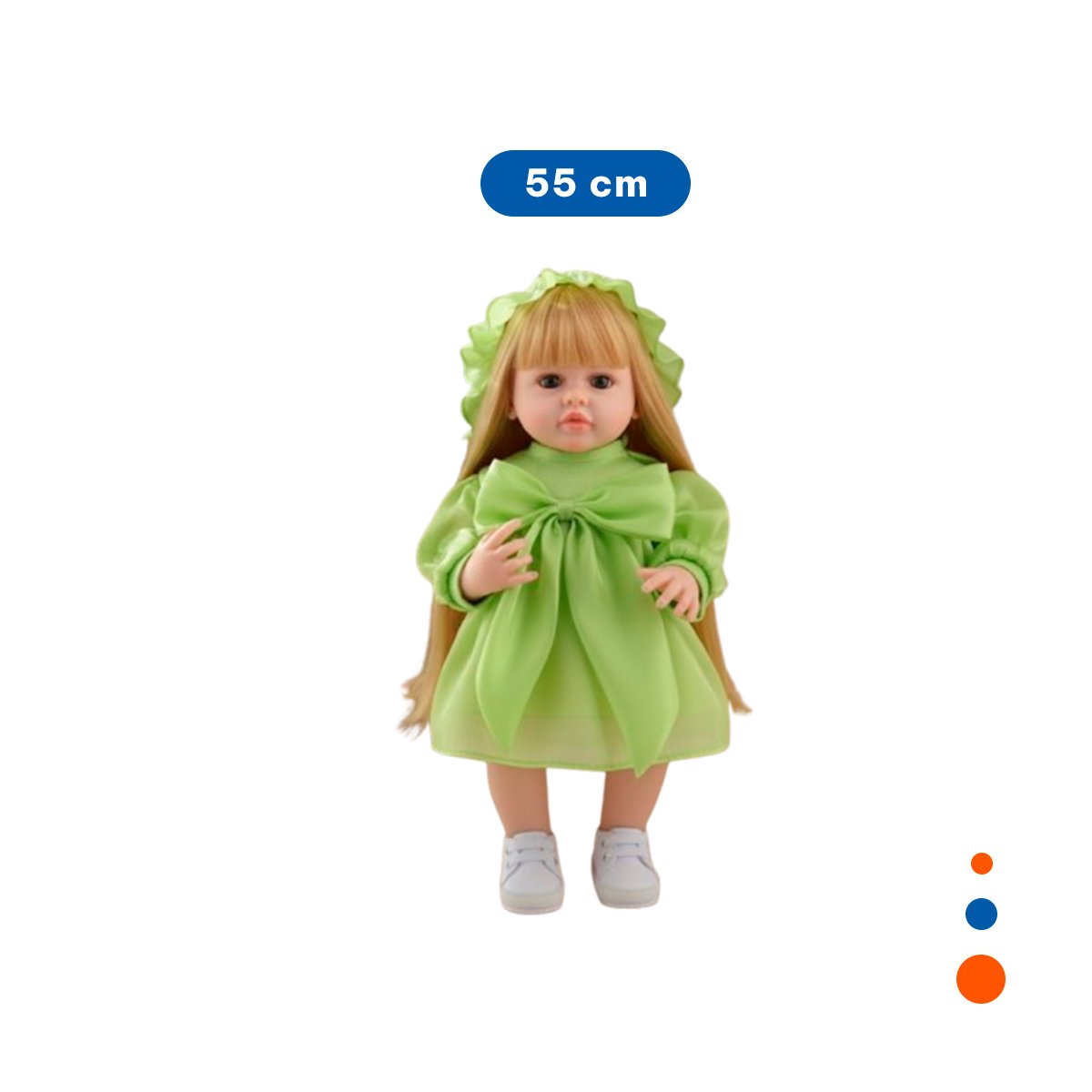 PACK2 JUGUETE INTELIGENTE CON VESTIDO LAZO Y GORRO DE TULL VERDE 55CM Y+REGALO STICKER - 4