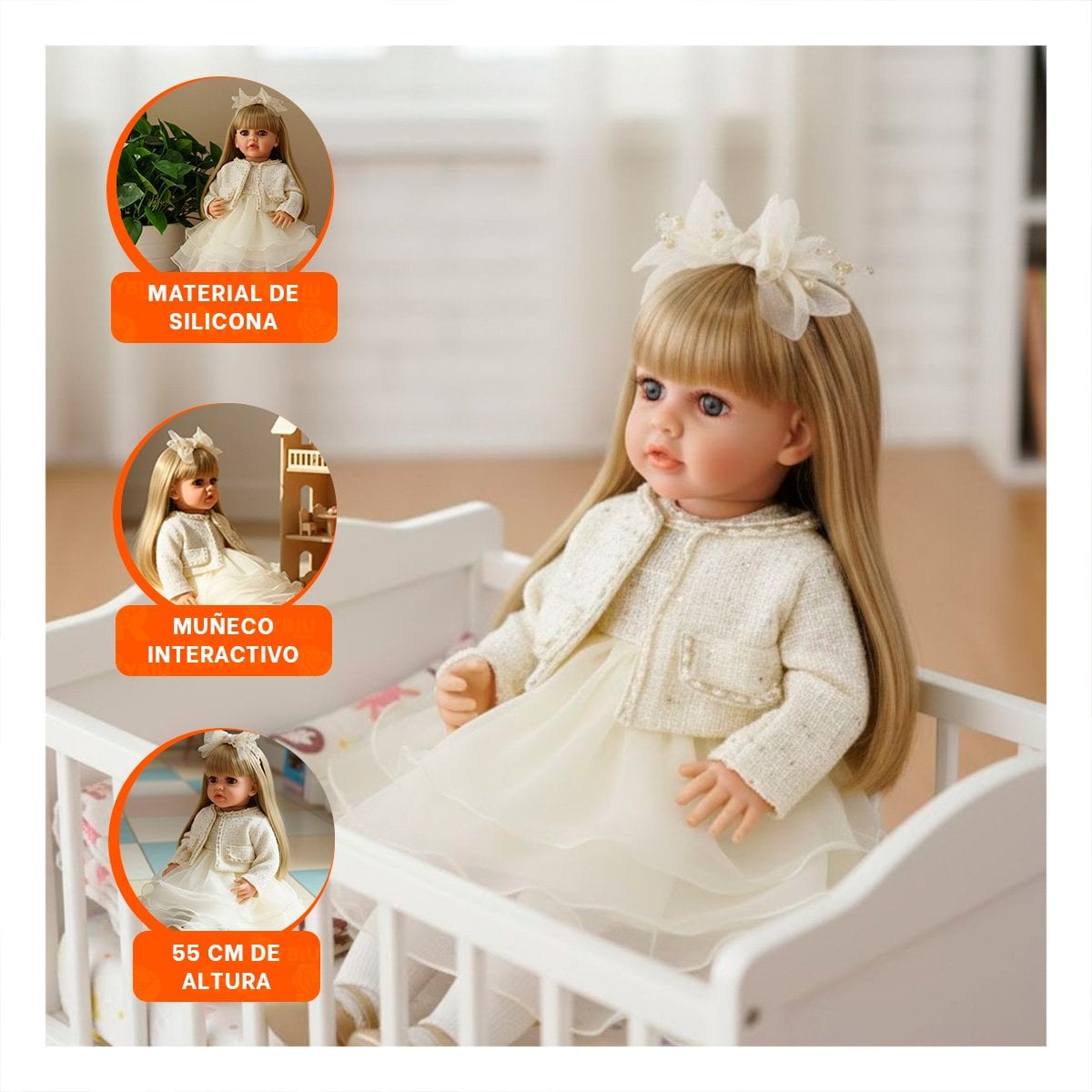 FIGURA YESSY CON ROPA INFANTIL BLANCO PENSADA PARA JUEGO CREATIVO Y+PAPEL REGALO - 5