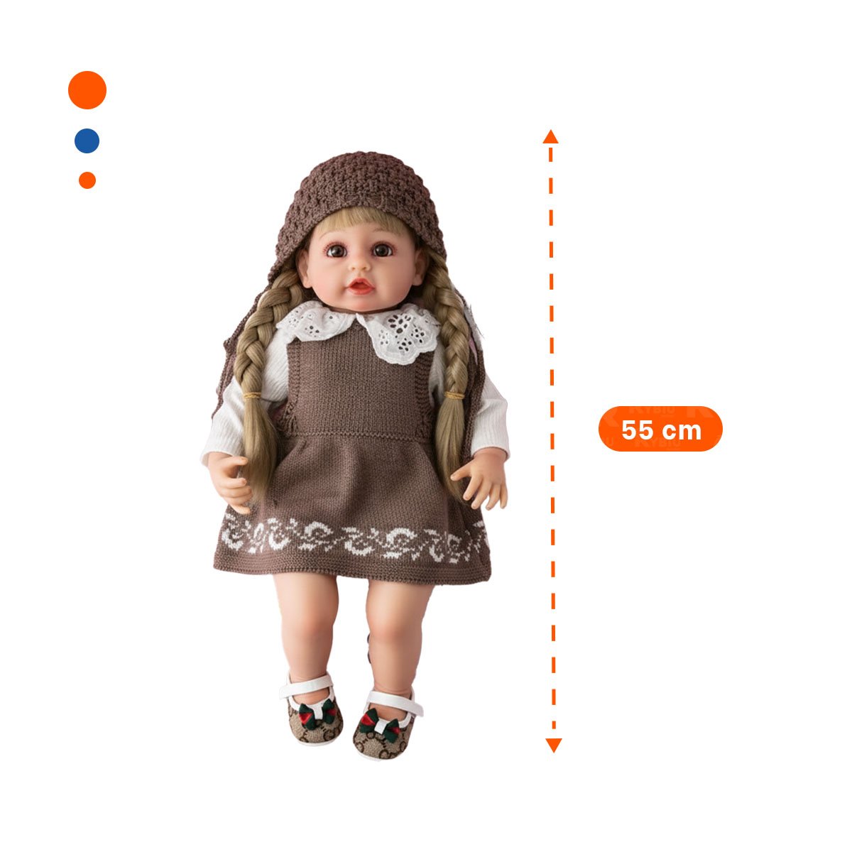 PACK2 PRENDA TEJIDA MARRON PARA BEBE CON VESTIDO ABRIGADOR Y+PAPEL REGALO - 4