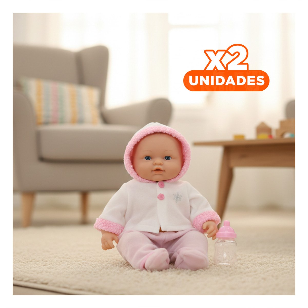 PACK2 FIGURA SUAVE ROSADA CON CHOMPA BOTONES FLORES PARA HOGAR Y+REGALO STICKER - 1
