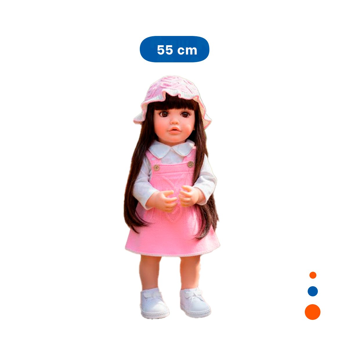 BEBE INTERACTIVO REALISTA PARA JUEGO AFECTIVO CON ROPA OVEROL ROSADO 55CM Y+PAPEL REGALO - 4