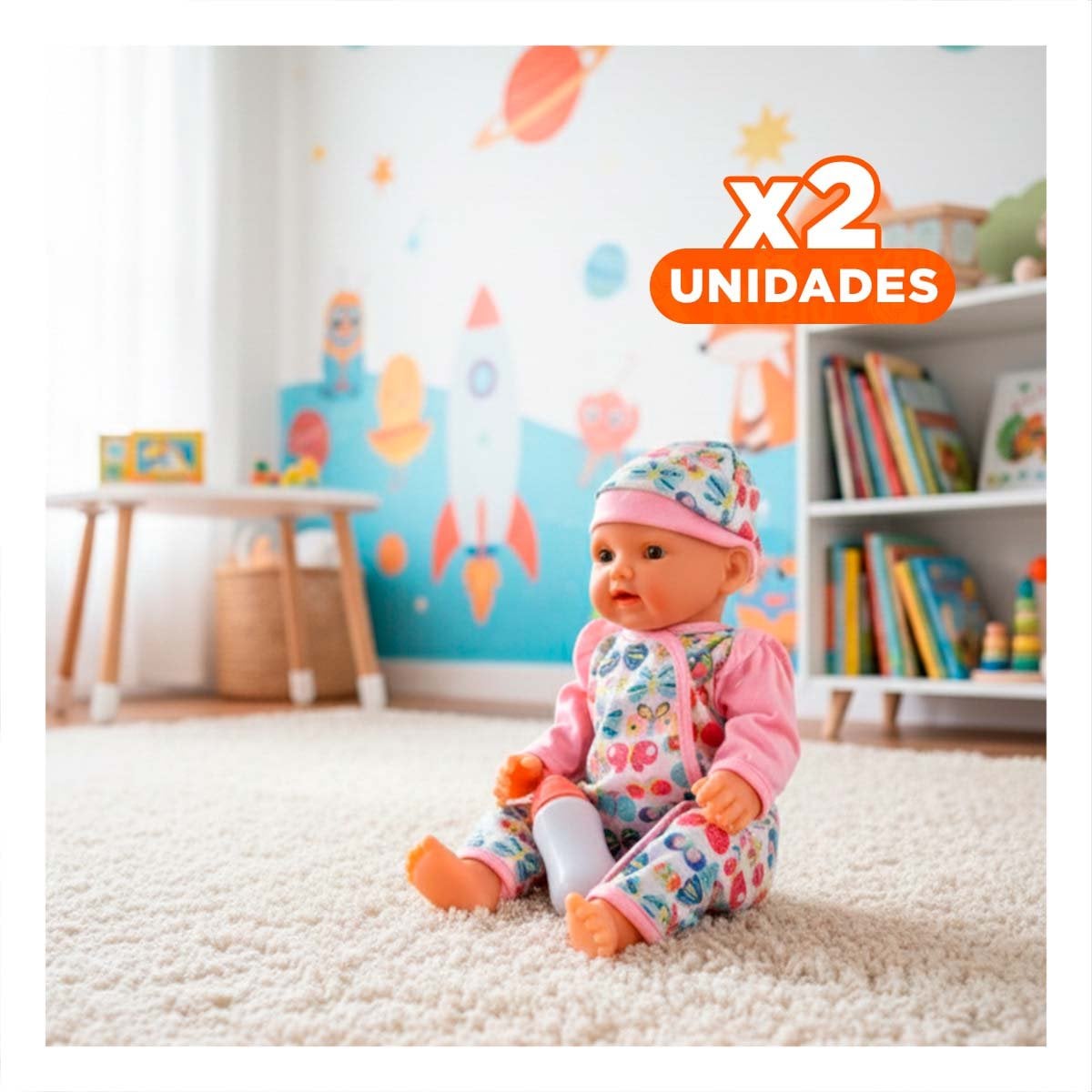 PACK2 BEBITA BEBES ENTERIZO CON MARIPOSAS Y ACCESORIOS ROSADO PARA REGALO Y+REGALO STICKER - 1
