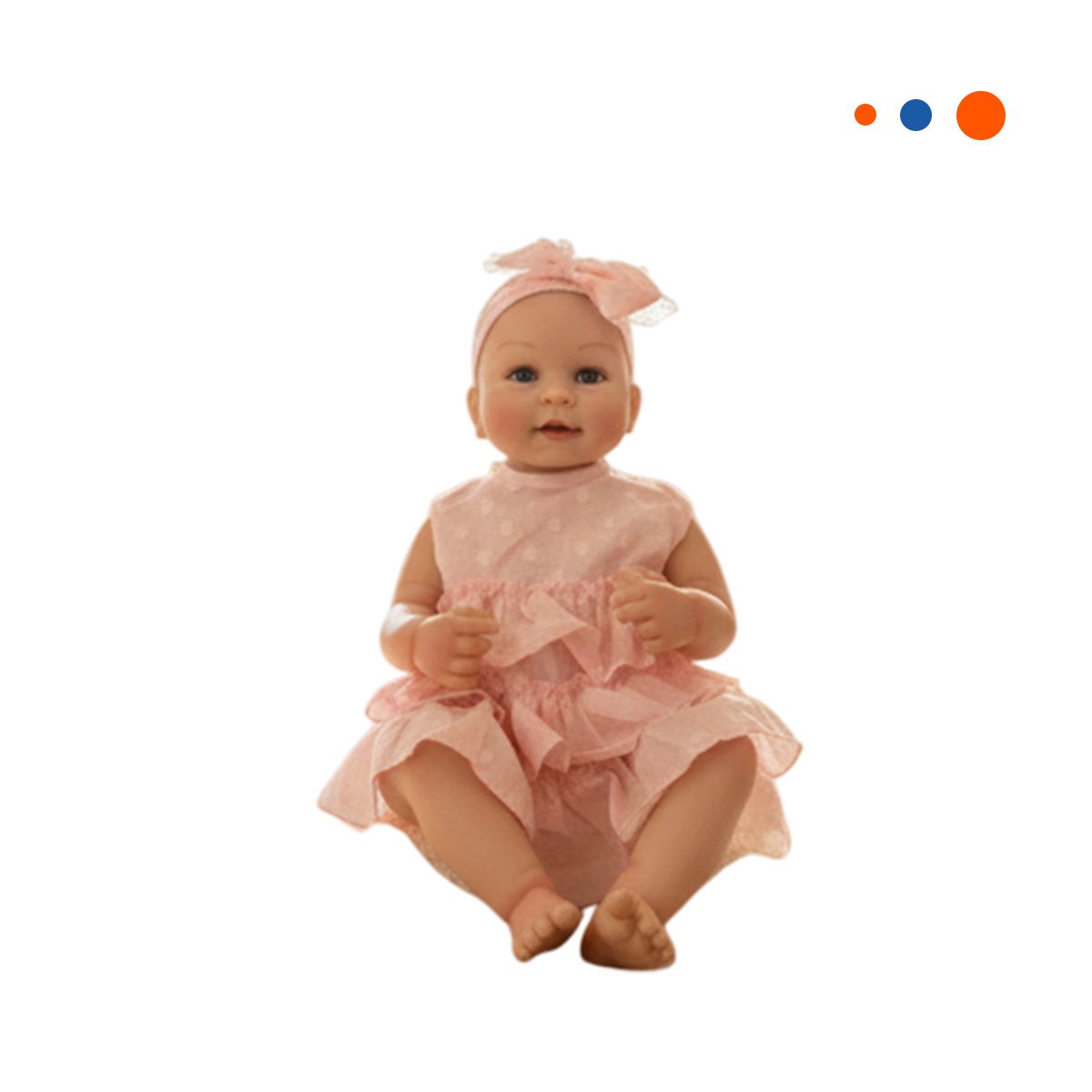 COMPANERA INFANTIL REALISTA CON VESTIDO ROSADO VUELOS Y VINCHA PUNTITOS Y+REGALO STICKER - 3