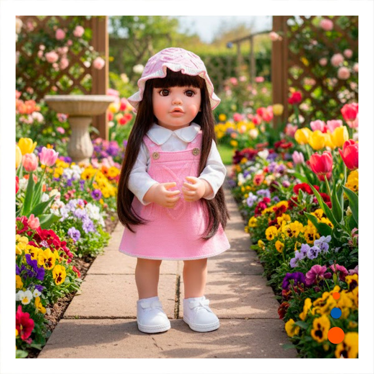 BEBE REAL PARA NIÑA CON EXPERIENCIA DE JUEGO INTELIGENTE Y OVEROL ROSADO 55CM Y+LIGAS REGALO - 1