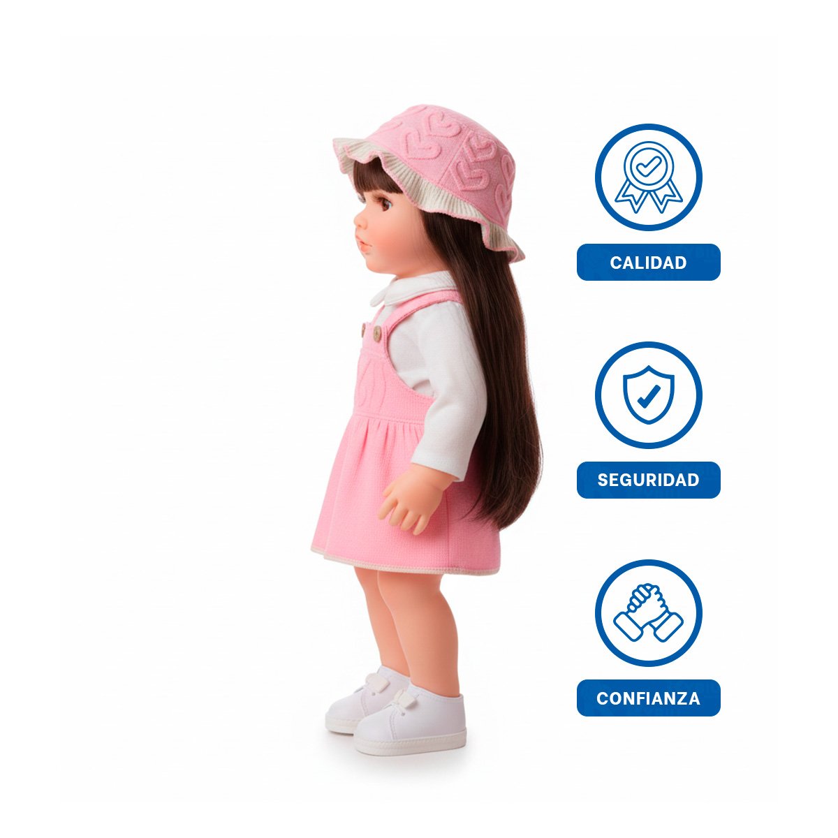 BEBE REAL PARA NIÑA CON EXPERIENCIA DE JUEGO INTELIGENTE Y OVEROL ROSADO 55CM Y+LIGAS REGALO - 3
