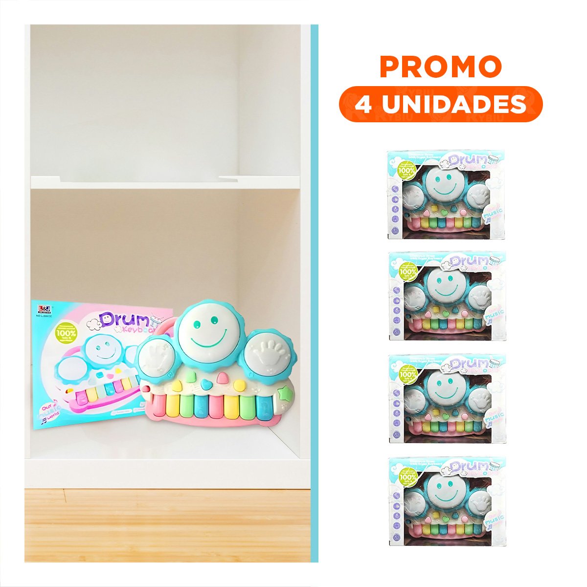 PACK4 PIANOLA DIDACTICA MUSICAL DE SOL CON DISENO COMPACTO AZUL CLARO Y+REGALO STICKER - 1