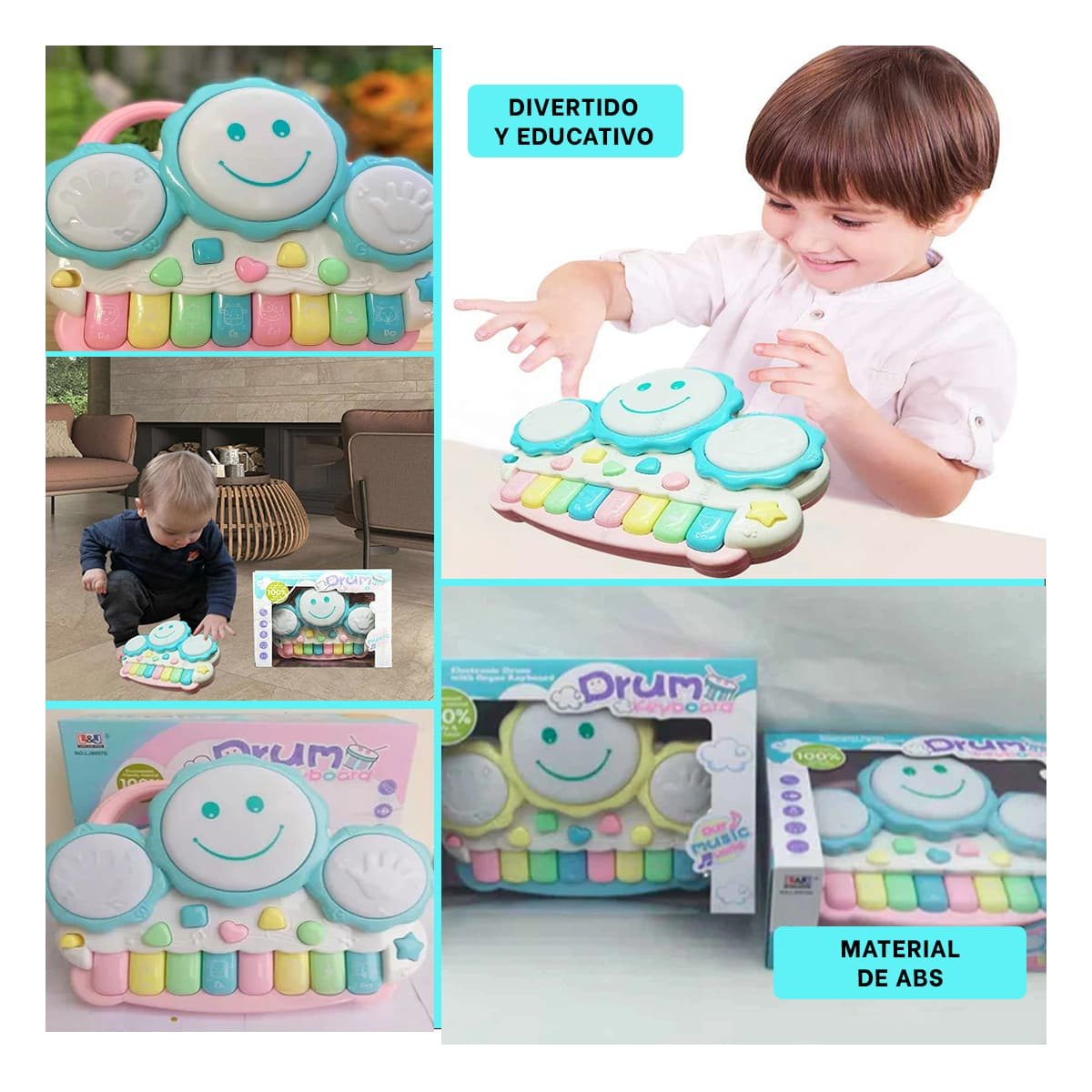 PACK4 PIANOLA DIDACTICA MUSICAL DE SOL CON DISENO COMPACTO AZUL CLARO Y+REGALO STICKER - 2