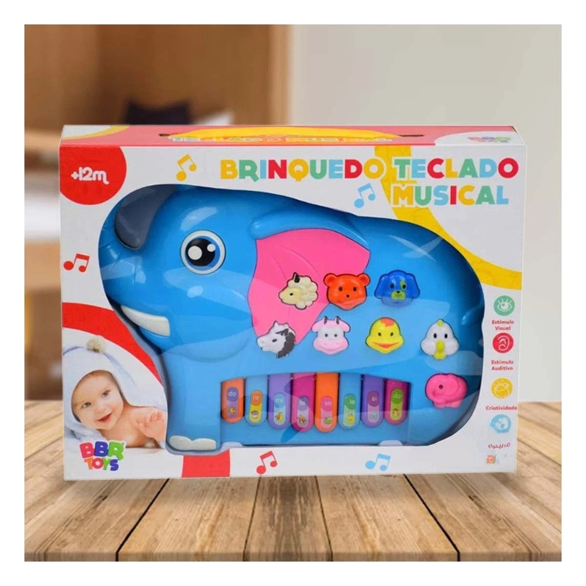 PACK6 VISUAL ELEFANTE MUSICAL DIDACTICO EN CAJA CON COLORES LLAMATIVOS PARA CASA - 5