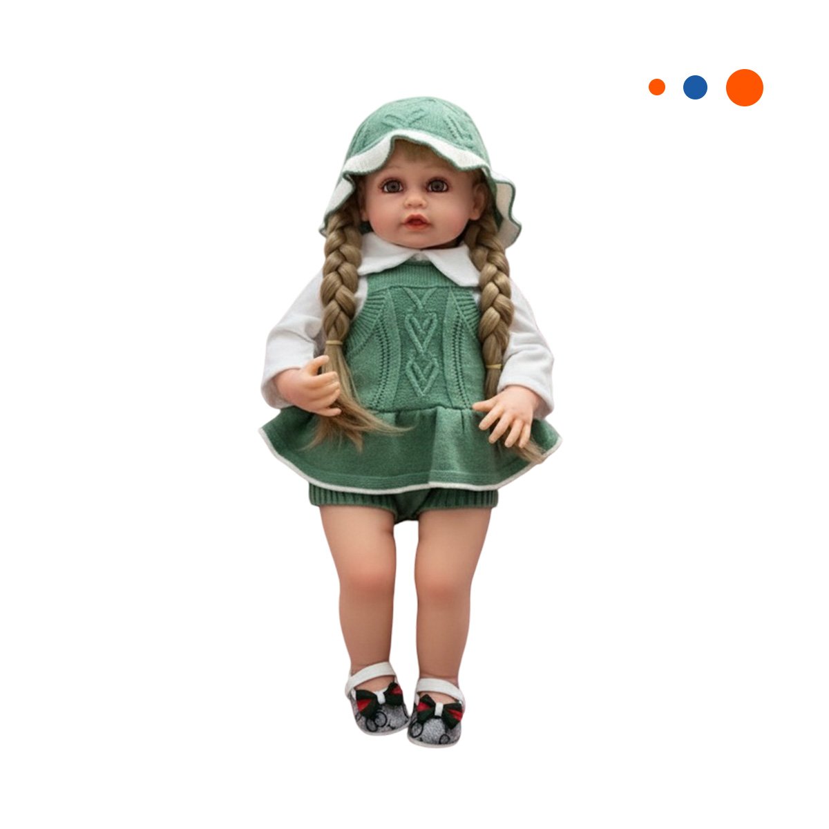 TOP TEJIDO PARA BEBE EN VERDE CON SHORT Y GORRO COMODO Y+REGALO STICKER - 3