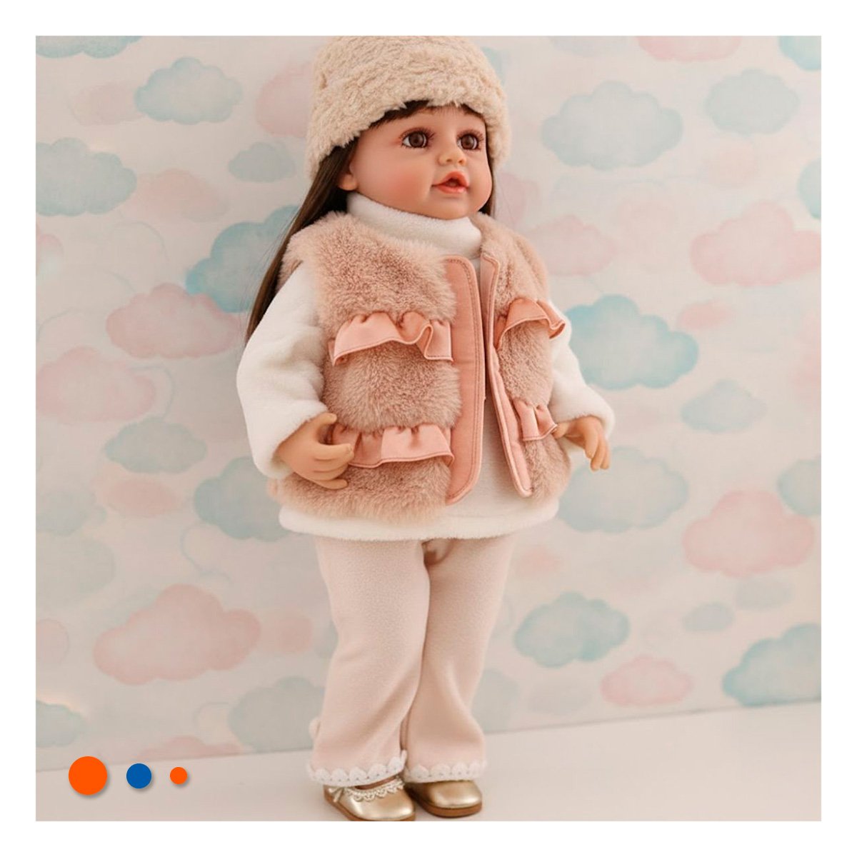 MODELO YESSY 55CM ESTILO INFANTIL CON IMAGEN DULCE Y VESTIMENTA BEIGE Y+REGALO STICKER - 2