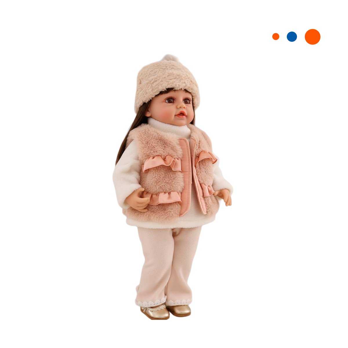 MODELO YESSY 55CM ESTILO INFANTIL CON IMAGEN DULCE Y VESTIMENTA BEIGE Y+REGALO STICKER - 3